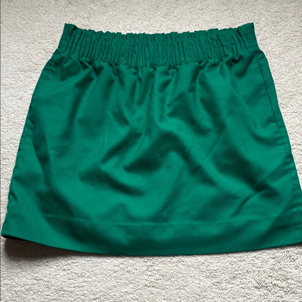 J. Crew Green Bubble Mini Skirt Smocked Night Out